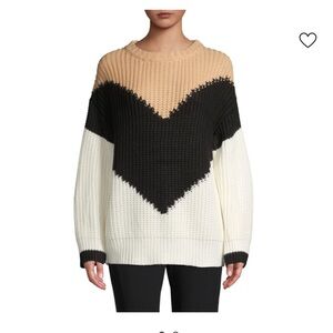 Haute Rogue Crewnevk Chevron Knit Sweater - Black, Cream, Tan
